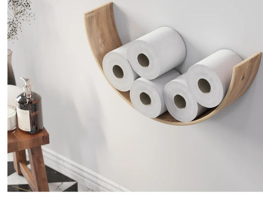 Κρατητής χαρτιού τουαλέτας ξύλινο ράφι WC Oak Roll Αποθήκευση τοίχος Mount πλωτοί ρόλοι καύση