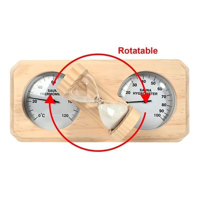 Σύγχρονο σχεδιασμό 3 σε 1 ξύλινο θερμόμετρο και υγρόμετρο σάουνας με 15λεπτο χρονομετρητή άμμου