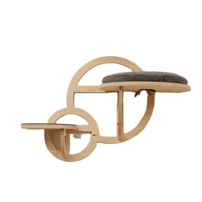 Σύγχρονα έπιπλα γάτας ξύλινο τοίχος αναρρίχησης γάτας με βήμα και εκτύπωση με μεταξένια οθόνη