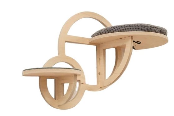 Σύγχρονα έπιπλα γάτας ξύλινο τοίχος αναρρίχησης γάτας με βήμα και εκτύπωση με μεταξένια οθόνη