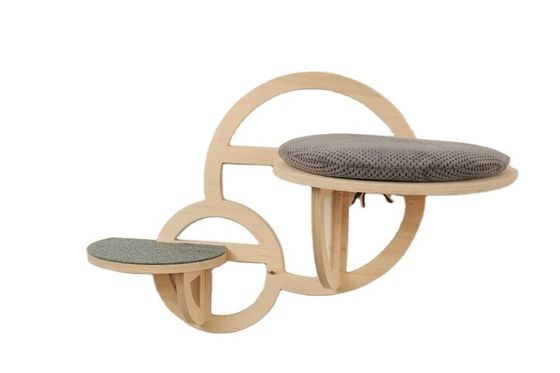 Σύγχρονα έπιπλα γάτας ξύλινο τοίχος αναρρίχησης γάτας με βήμα και εκτύπωση με μεταξένια οθόνη