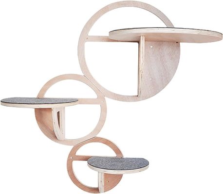 Ξύλινα στρωμένα σε τοίχο ράφια για γάτες Σετ από 3 βιώσιμα σπίτια γάτας για γάτες