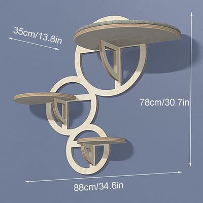 Ξύλινα στρωμένα σε τοίχο ράφια για γάτες Σετ από 3 βιώσιμα σπίτια γάτας για γάτες