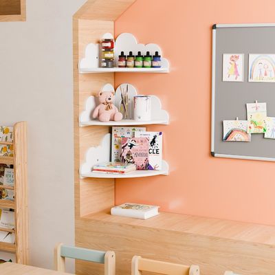 Προσαρμοσμένη παραγγελία Δέχεται ξύλινο σύννεφο γωνιακή τοίχο ράφι για την οργάνωση της βιοτεχνίας