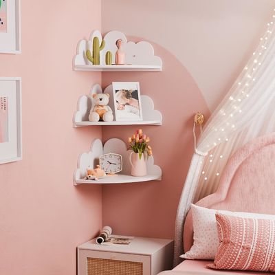 Προσαρμοσμένη παραγγελία Δέχεται ξύλινο σύννεφο γωνιακή τοίχο ράφι για την οργάνωση της βιοτεχνίας