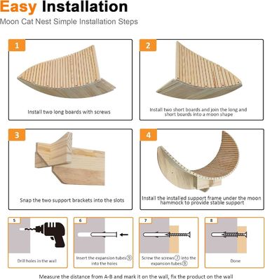 Κύριο υλικό Πυροξείδιο ξύλινο φεγγαρόφυλλο για γάτες Πλατεία και άγκυρες Γάτες Πλατείες για τοίχους Έπιπλα