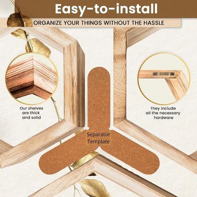 Σετ από 5 εξαγωνικά πλωτά ράφια με προσαρμοσμένο σχεδιασμό και πλαίσιο φωτογραφίας