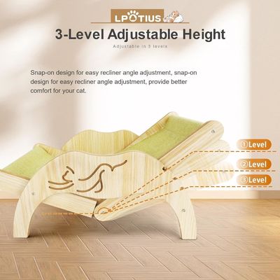 202407 Ευχάριστη κρεβατοκάμαρα γάτας εσωτερική ρυθμιζόμενη ξύλινη καρέκλα γάτας με εκτύπωση λαζερικής χαρακτικής