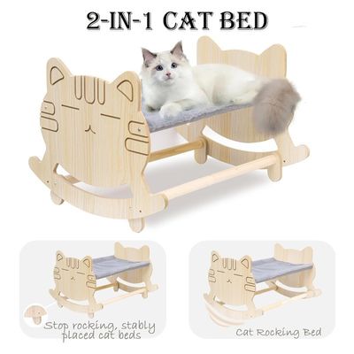 Αμαξοστοιχία γάτας με δύο αφαιρούμενα καλύμματα και ανυψωμένο ξύλινο πλαίσιο Προσαρμοσμένο λογότυπο Αποδεκτό