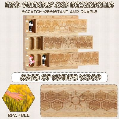 Συμπληκτικός ξύλινος εβδομαδιαίος οργανωτής χάπις Κρατήρας καθημερινός διανομέας χάπις διαλογιστής δοχεία χάπις