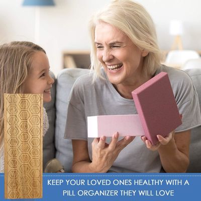 Ακακία ξύλο 7 Ημέρες Εβδομαδιαίο χάπι Κουτί χάπι Οργανωτής για βιταμίνες Ημερήσια συμπληρώματα