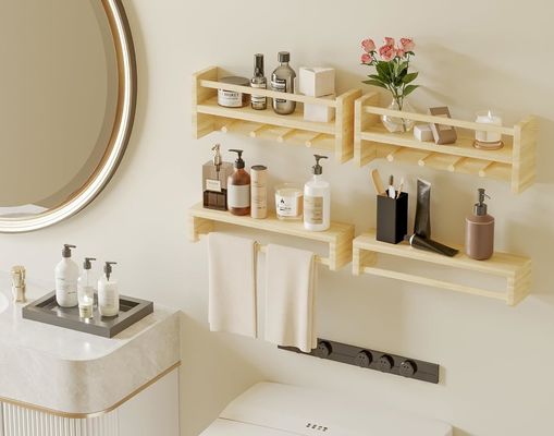 Ξύλινα Αγκάθια Βιβλιοθήκη Φυσικό ξύλινο τοίχωμα Εγκατασταμένα ράφια για αποθήκευση διακόσμησης βρεφονηπιακών δωματίων