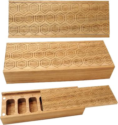 Ακακία ξύλο 7 Ημέρες Εβδομαδιαίο χάπι Κουτί χάπι Οργανωτής για βιταμίνες Ημερήσια συμπληρώματα