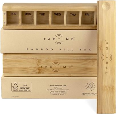 Δικαιούχος OEM/ODM Custom Wood 7 Day Tablet Organizer για βιταμίνες και συμπληρώματα