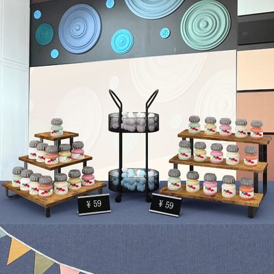 Όλες οι εποχές ξύλινη 3 βήματα οθόνη Riser Stand μπαμπού ευθεία οθόνη ράφι για λιανική πώληση