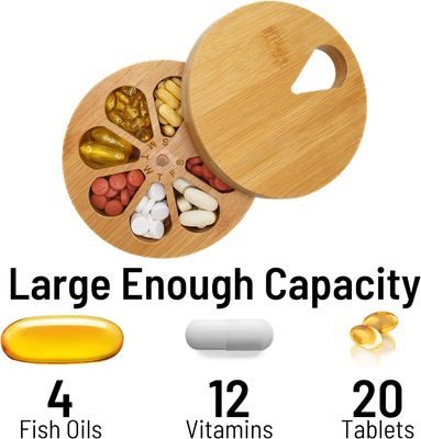 202405 ξύλινο καθημερινό εβδομαδιαίο ταξιδιωτικό χάπι οργανωτής και κάλυμμα χάπις βιταμίνης φαρμακευτικό κουτί