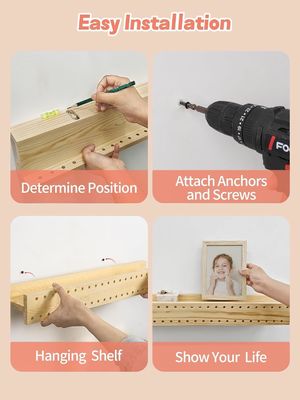 Φυσικό ξύλο DIY τοίχωμα βιβλιοθήκη σύγχρονη τοίχωμα τοποθετημένα ράφια OEM βιβλιοθήκη