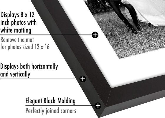 Ξύλινο Custom Logo Μέγεθος 12X16 8X12 Πίνακα Φρέμα με Mat και Shatter ανθεκτικό γυαλί