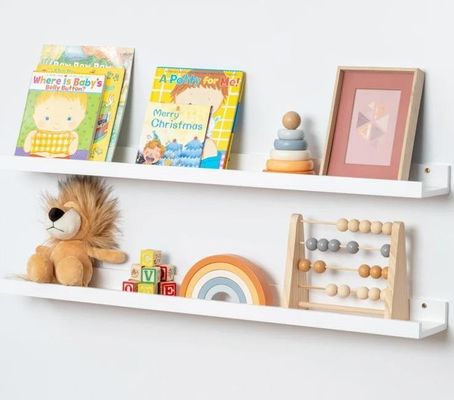 Έπιπλα σαλόνι 2 κομμάτια στερεό ξύλο πλωτά ράφια για μινιμαλιστική οθόνη τοίχου