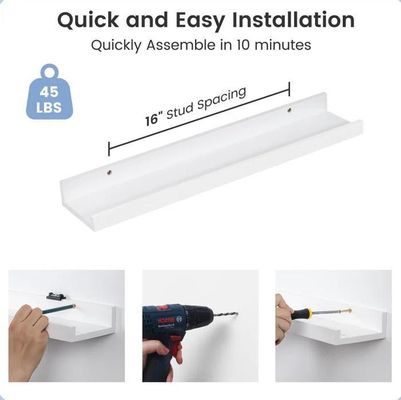 Έπιπλα σαλόνι 2 κομμάτια στερεό ξύλο πλωτά ράφια για μινιμαλιστική οθόνη τοίχου