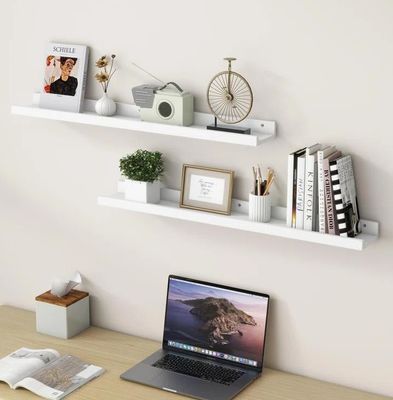 Έπιπλα σαλόνι 2 κομμάτια στερεό ξύλο πλωτά ράφια για μινιμαλιστική οθόνη τοίχου