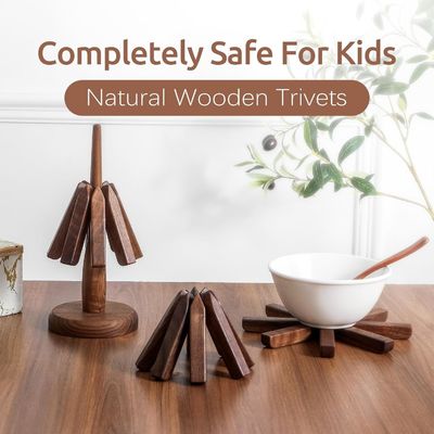 Φυτικό σχήμα Trivet Set για ζεστά πιάτα Μαύρο Walnut Coaster και Κρατήρα από την εκτύπωση