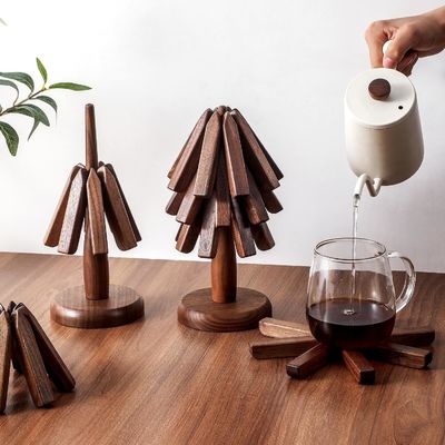 Φυτικό σχήμα Trivet Set για ζεστά πιάτα Μαύρο Walnut Coaster και Κρατήρα από την εκτύπωση