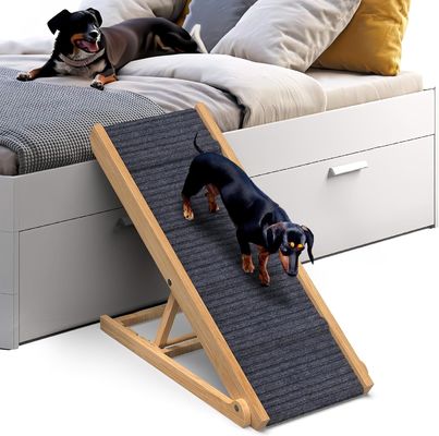 Προσαρμόσιμη ξύλινη ράμπα σκύλου για καναπέ πεύκα ξύλο εκτύπωση λέιζερ χαρακτικό αφαιρούμενο κάλυμμα