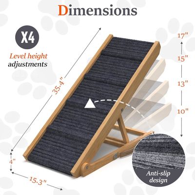 Προσαρμόσιμη ξύλινη ράμπα σκύλου για καναπέ πεύκα ξύλο εκτύπωση λέιζερ χαρακτικό αφαιρούμενο κάλυμμα