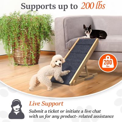 Προσαρμόσιμη ξύλινη ράμπα σκύλου για καναπέ πεύκα ξύλο εκτύπωση λέιζερ χαρακτικό αφαιρούμενο κάλυμμα