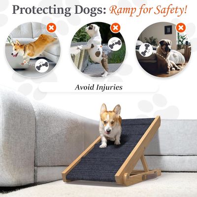 Προσαρμόσιμη ξύλινη ράμπα σκύλου για καναπέ πεύκα ξύλο εκτύπωση λέιζερ χαρακτικό αφαιρούμενο κάλυμμα