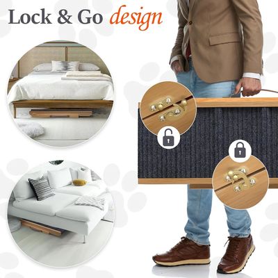 Προσαρμόσιμη ξύλινη ράμπα σκύλου για καναπέ πεύκα ξύλο εκτύπωση λέιζερ χαρακτικό αφαιρούμενο κάλυμμα