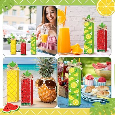 Καλοκαιρινό ξύλινο τραπέζι με μπλοκ σημάδι λεμόνι διακοσμητικό δίσκο διακοσμητικό ξύλινο σπίτι λαζερική χαραγή