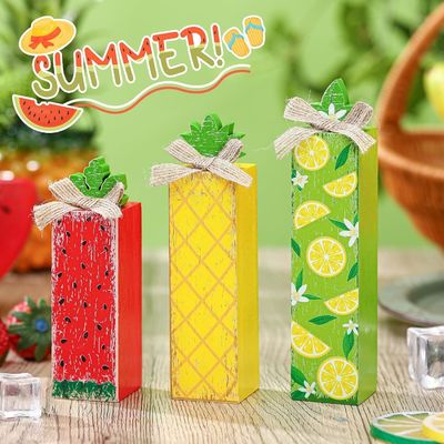 Καλοκαιρινό ξύλινο τραπέζι με μπλοκ σημάδι λεμόνι διακοσμητικό δίσκο διακοσμητικό ξύλινο σπίτι λαζερική χαραγή