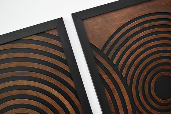 Σούπερ μάρκετ πρέπει να έχουν σύνολο από 3 μεγάλες υφασμένες σκελετούς γεωμετρικές ξύλινες τοιχογραφικές πλάκες