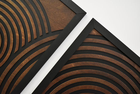 Σούπερ μάρκετ πρέπει να έχουν σύνολο από 3 μεγάλες υφασμένες σκελετούς γεωμετρικές ξύλινες τοιχογραφικές πλάκες