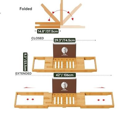 Επεκτάσιμο ξύλινο δίσκο μπάνιου καρέκλα με βιβλίο και κάθισμα τηλεφώνου Προσαρμοσμένο λογότυπο αποδεκτό