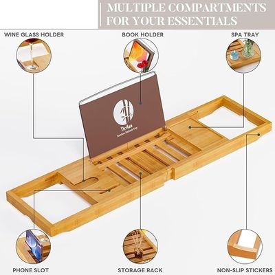 Επεκτάσιμο ξύλινο δίσκο μπάνιου καρέκλα με βιβλίο και κάθισμα τηλεφώνου Προσαρμοσμένο λογότυπο αποδεκτό