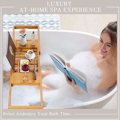 Επεκτάσιμο ξύλινο δίσκο μπάνιου καρέκλα με βιβλίο και κάθισμα τηλεφώνου Προσαρμοσμένο λογότυπο αποδεκτό