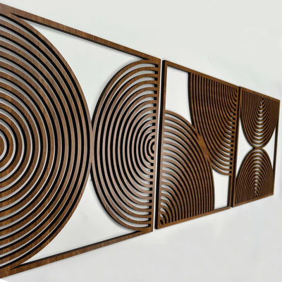 Σετ 3 Boho Home Gift Μεγάλη ξύλινη τοιχογραφία με μοντέρνο στυλ μεσό του αιώνα και προσαρμοσμένο λογότυπο