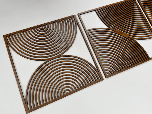 Σετ 3 Boho Home Gift Μεγάλη ξύλινη τοιχογραφία με μοντέρνο στυλ μεσό του αιώνα και προσαρμοσμένο λογότυπο