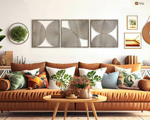 Σετ 3 Boho Home Gift Μεγάλη ξύλινη τοιχογραφία με μοντέρνο στυλ μεσό του αιώνα και προσαρμοσμένο λογότυπο