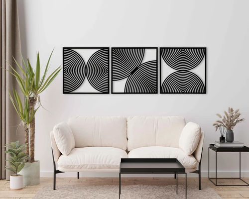 Σετ 3 Boho Home Gift Μεγάλη ξύλινη τοιχογραφία με μοντέρνο στυλ μεσό του αιώνα και προσαρμοσμένο λογότυπο