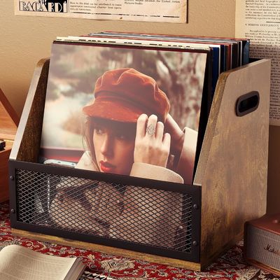 Κουτί αποθήκευσης δίσκων βινυλίου Retro Brown για ανθεκτικό κιβώτιο δίσκων LP και λειτουργικό σχεδιασμό