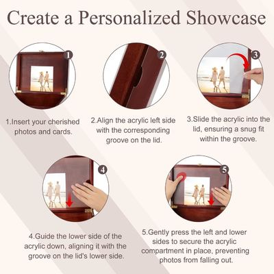 Μεγάλο ξύλινο κουτί για αναμνήσεις με καπάκι και φωτογραφικό πλαίσιο