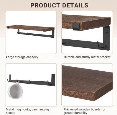 Στερεό ξύλο πλωτό ράφιο Συσκευές καφέ για τοίχους βιβλιοθήκες στην κουζίνα των παιδιών