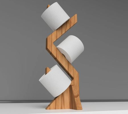 Διπλό επίπεδο ξύλινο ράφι για κομψό και λειτουργικό ανεξάρτητο κάλυμμα χαρτιού τουαλέτας