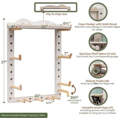 Εύκολος οργανωτής ξύλινου στρώματος γιόγκα για πλήρως προσαρμόσιμη τοποθέτηση τοίχου στο γυμναστήριο στο σπίτι