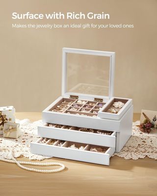 Διαφανές κάλυμμα 3 στρώσεων ξύλινο κοσμηματοφυλάκιο σε ορθογώνιο σχήμα για προσαρμοσμένες ανάγκες αποθήκευσης