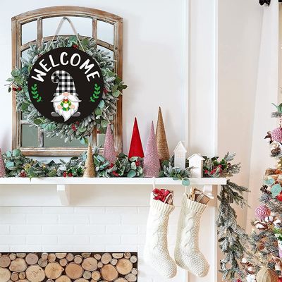 DIY Χριστουγεννιάτικη υπολίμανση κρεμασμένη ξύλινη χειροτεχνία στρογγυλοί κύκλοι πλαίσιο τοίχος σήμα διακόσμηση κενά